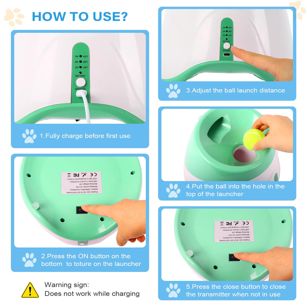 OLenyer rechargeable battery powers hours of autonomous fetch sessions.