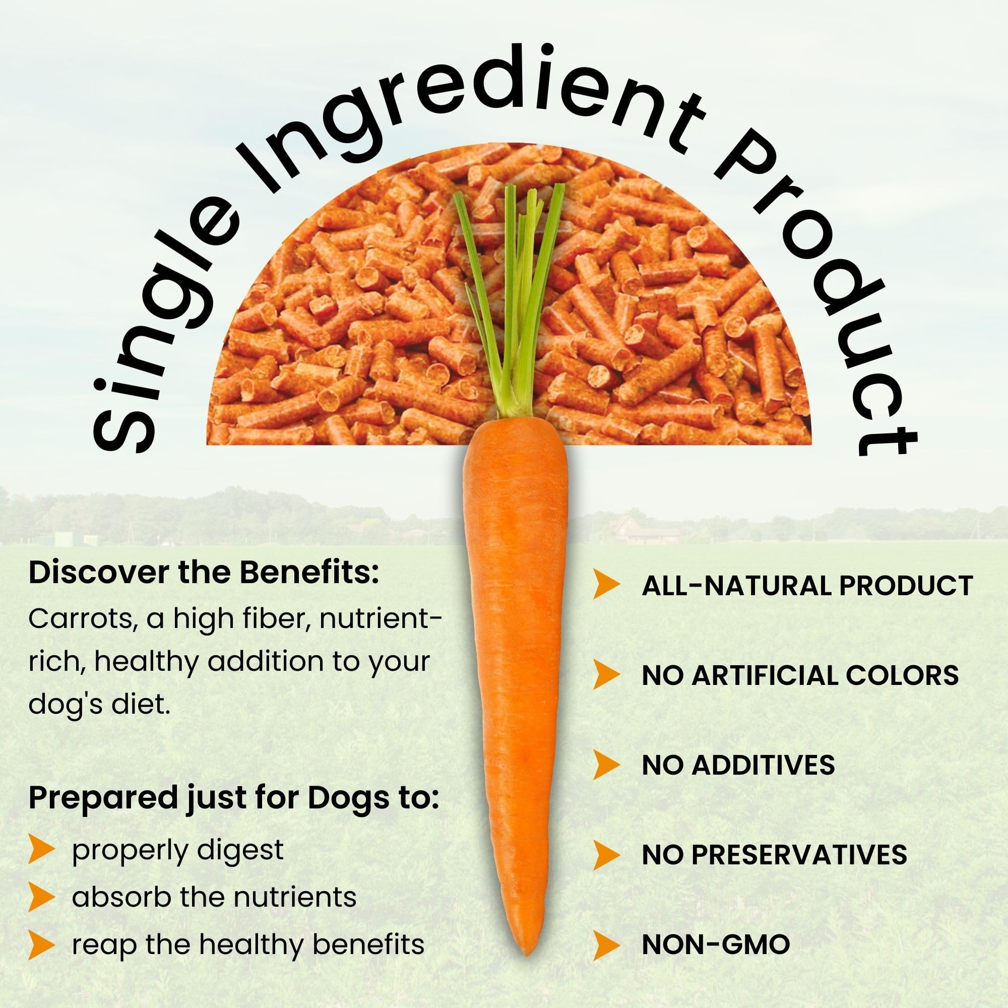 Olewo Original Carrots for Dogs close-up texture emphasizes fiber for regular gut function