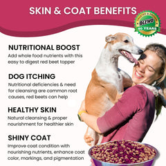 Olewo Red Beets for Dogs Granular close-up highlights dehydrated granules texture.