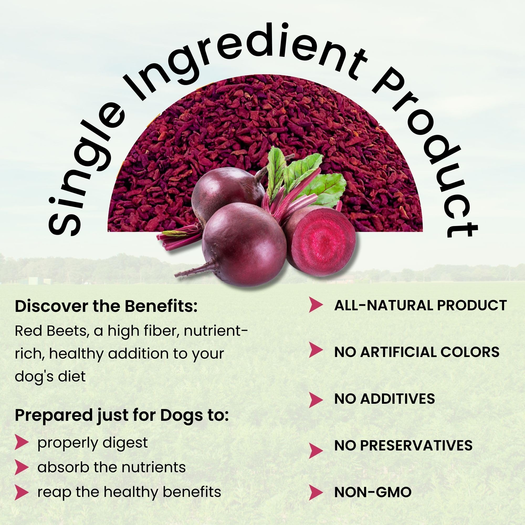 Olewo Red Beets packaging 1lb shows convenient, single-ingredient nutrition for dogs.