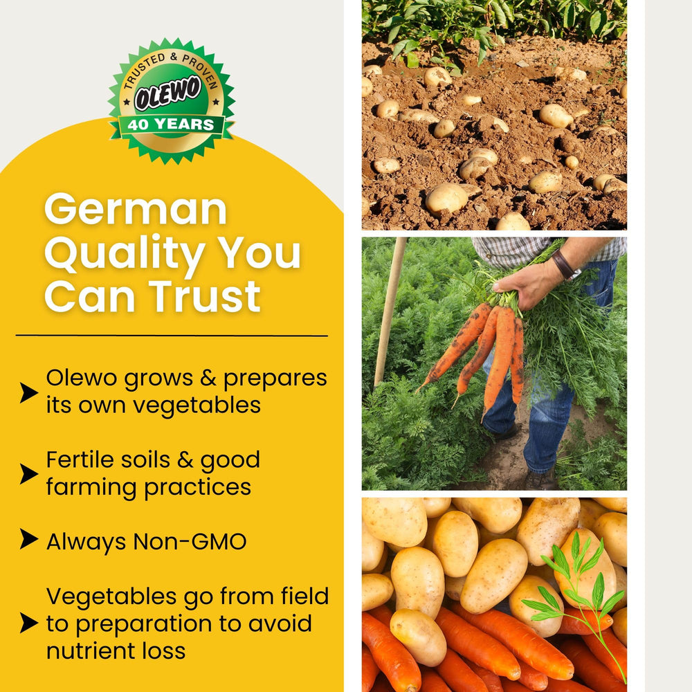 German-made Olewo quality symbolizing consistent natural ingredients.