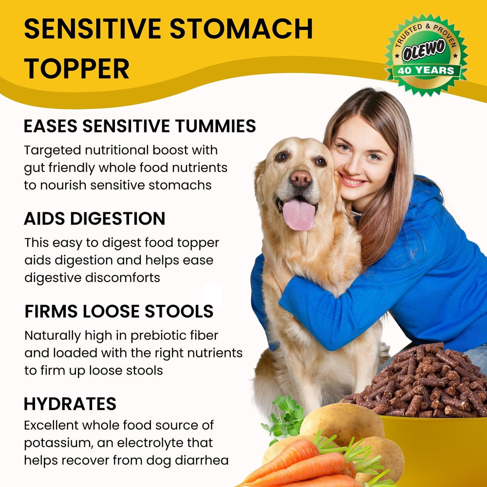 Rootsies topper on meal to support healthier stools and better appetite.