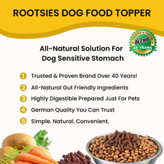 Olewo Rootsies potato-carrot-alfalfa pellets shown for digestible, gut-friendly nutrition.
