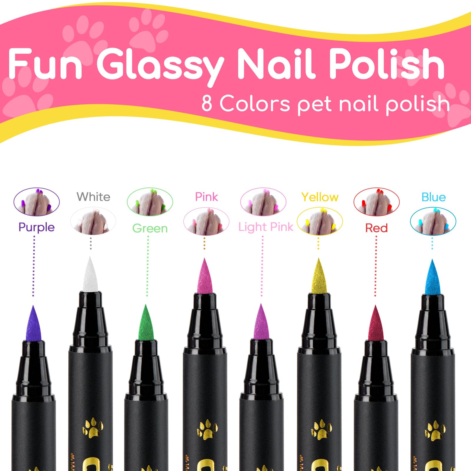 OLINGYOU eight-color matte set shows vibrant shade options for paws.