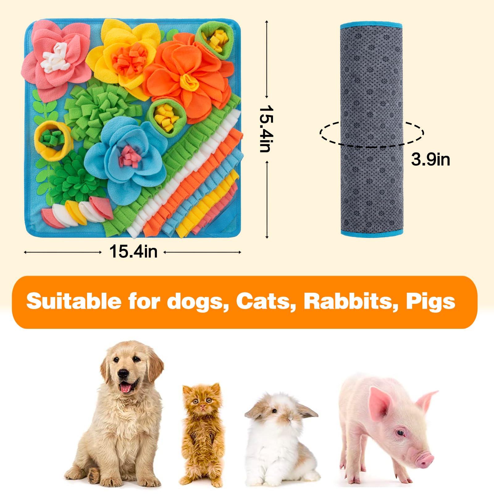 Oliumt Snuffle Mat durable-washable texture highlights long-lasting use and easy cleaning.