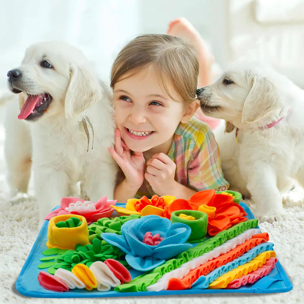 Oliumt Snuffle Mat meal-time-scene shows slow feeding setup and calm focus.
