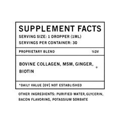 Oliver & Co. Collagen for Dogs coat-glow bottle emphasizes biotin for a shiny coat.