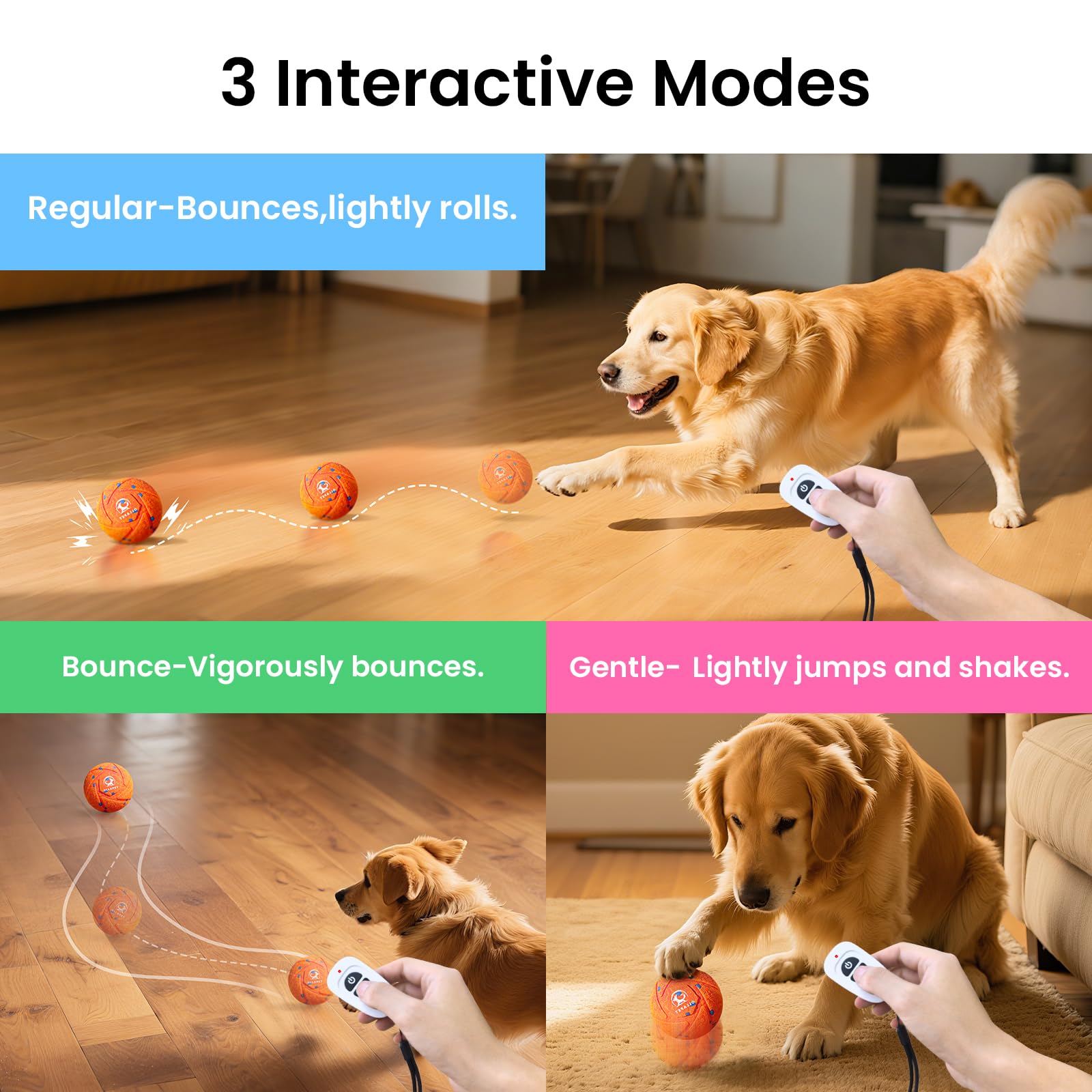 Ollapet ball in gentle mode ideal for cozy indoor play