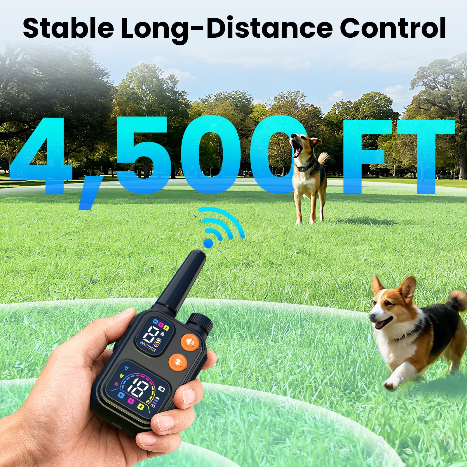 Ollapet IP67 waterproof bark collar handles rain and puddles outdoors
