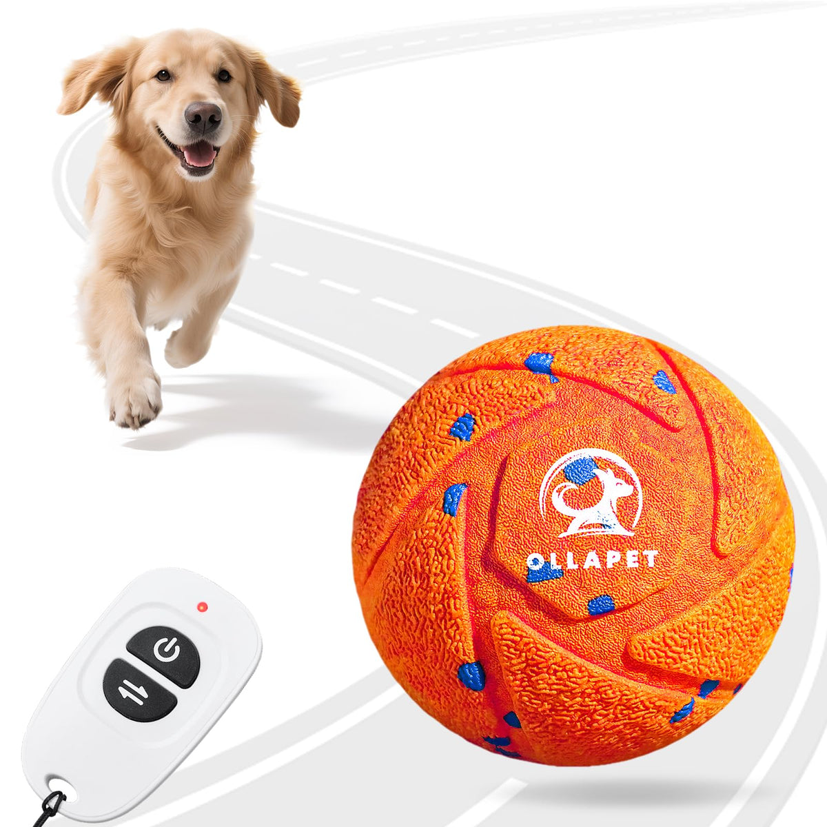 Ollapet smart interactive dog toy ball orange ready for engaging play