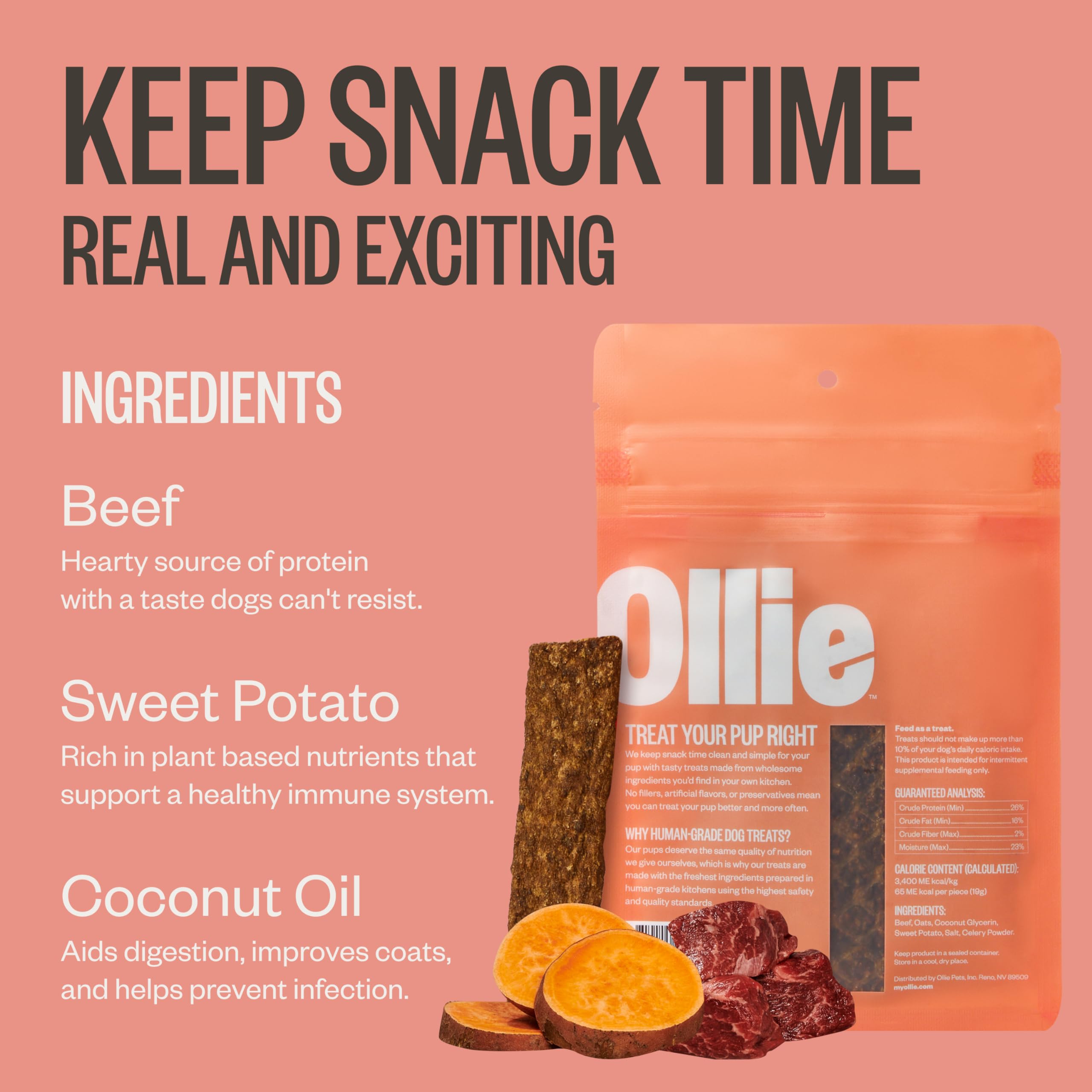 Ollie Jerky treats being offered as a training reward.
