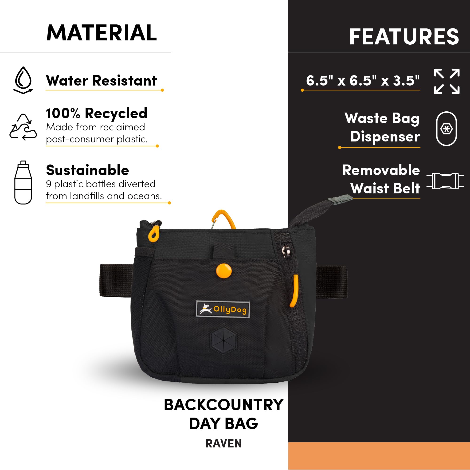 OllyDog Backcountry Day Bag removable waist clip increases attachment options