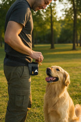 OllyDog Goodie Treat Bag with magnetic closure provides quick treat access during training.