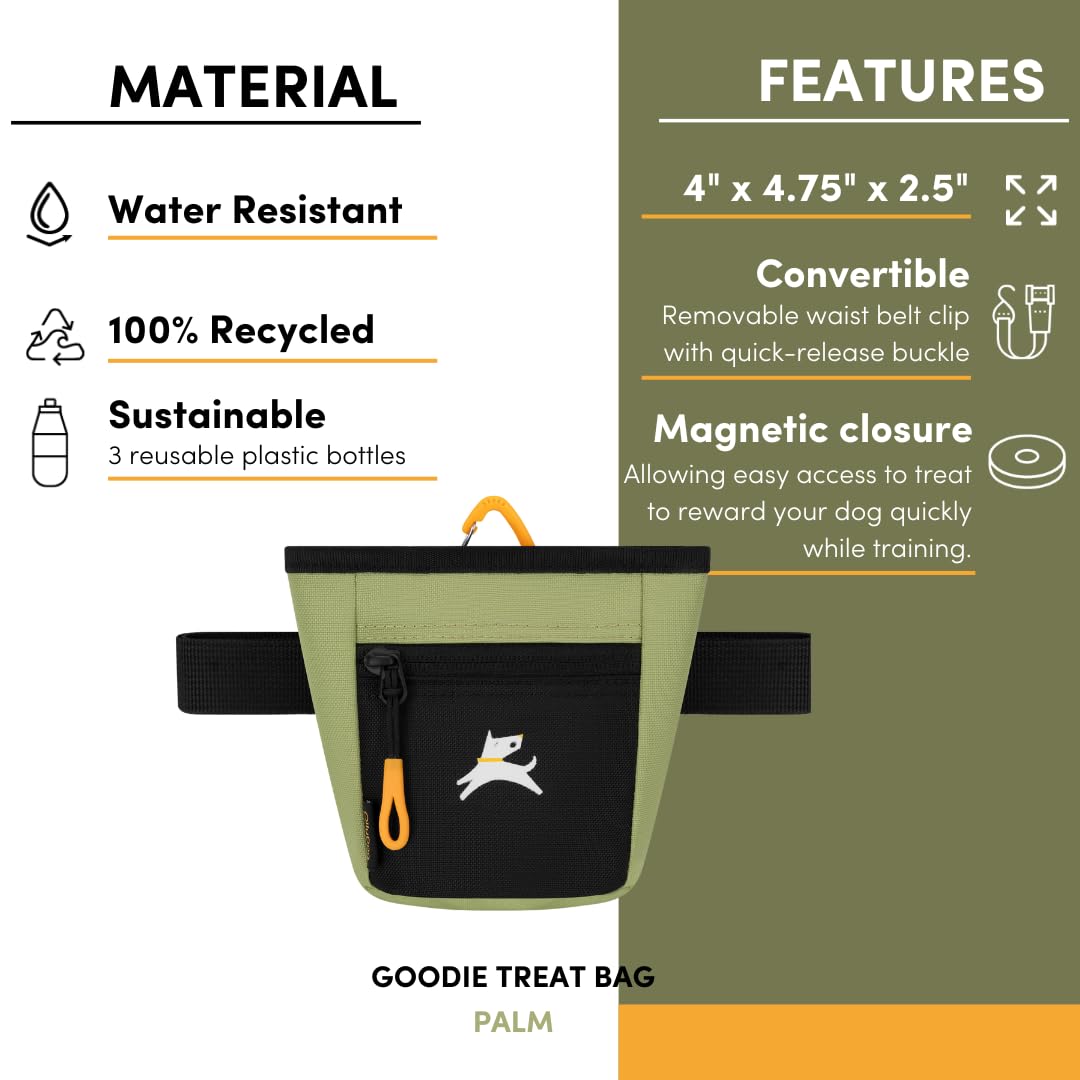 OllyDog Goodie Treat Bag made from recycled fabric, water-resistant and durable.