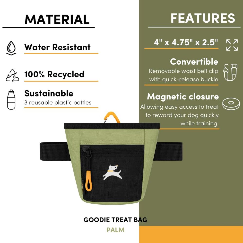 OllyDog Goodie Treat Bag made from recycled fabric, water-resistant and durable.