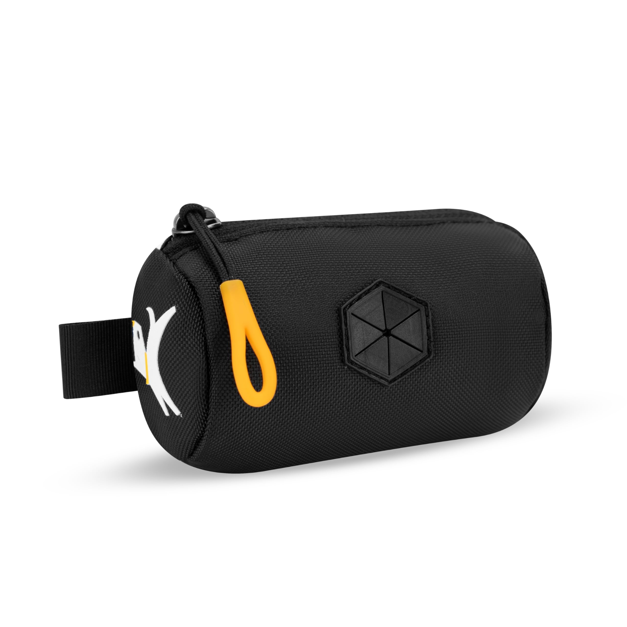 OllyDog Scoop Pick Up Raven attached to belt loop for hands-free walks