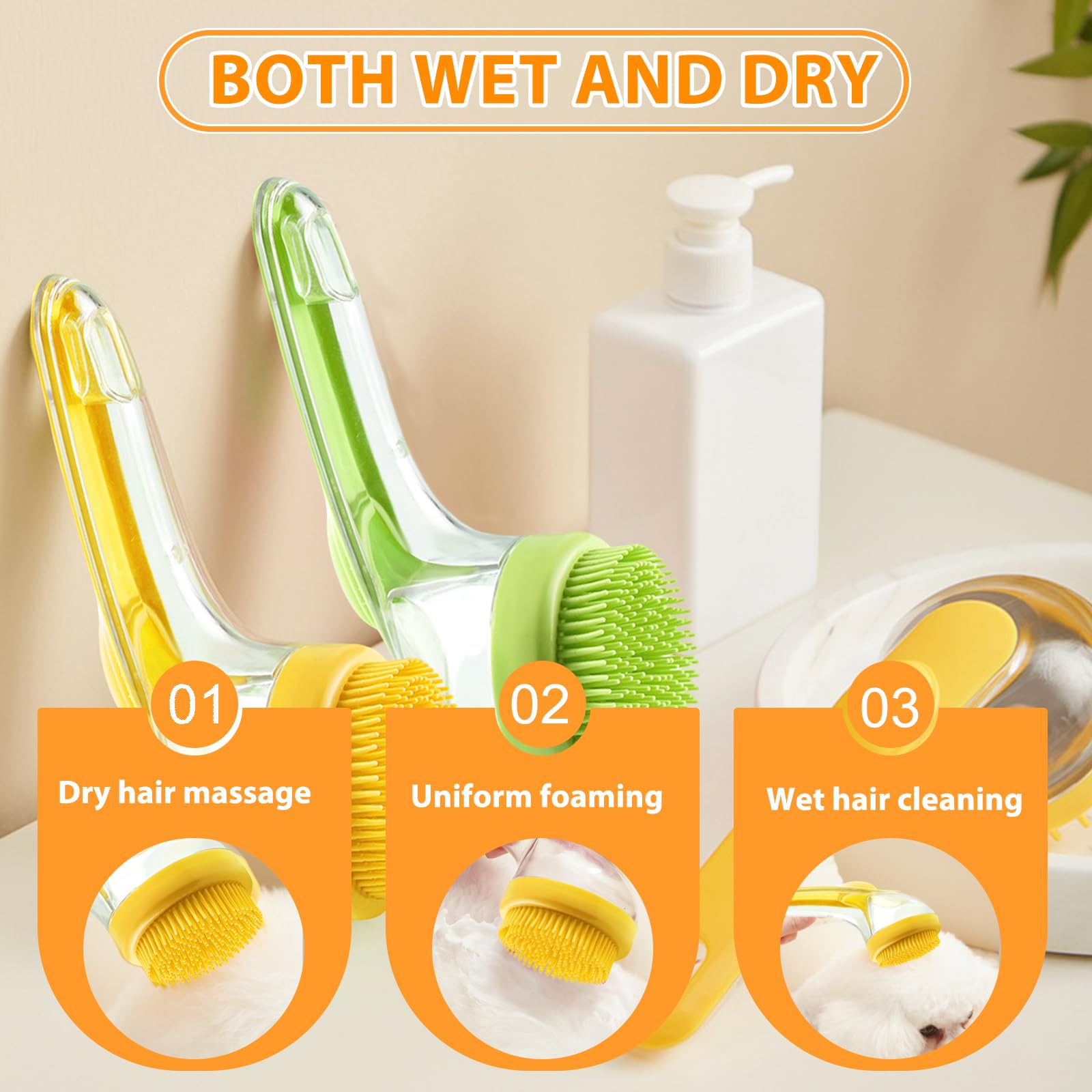Omaky deshedding feature helps remove loose fur during baths