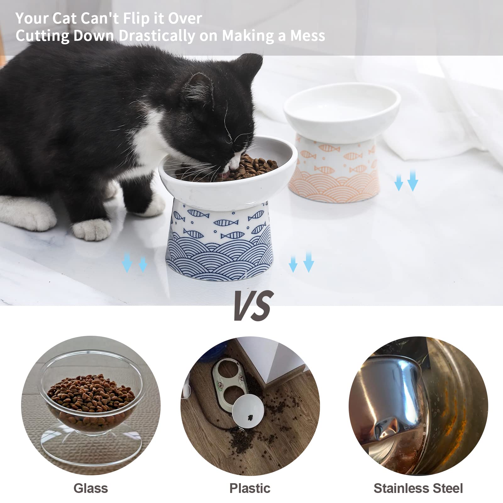 OMAYKEY dual bowls hold 8 oz each for convenient meals