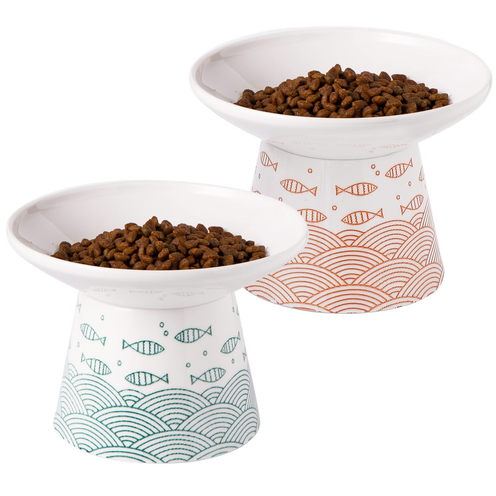 OMAYKEY elevated cat bowls with 4.3-inch height for easier dining