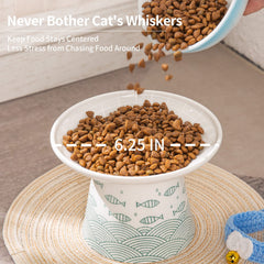 OMAYKEY green and orange cat bowls set for modern homes