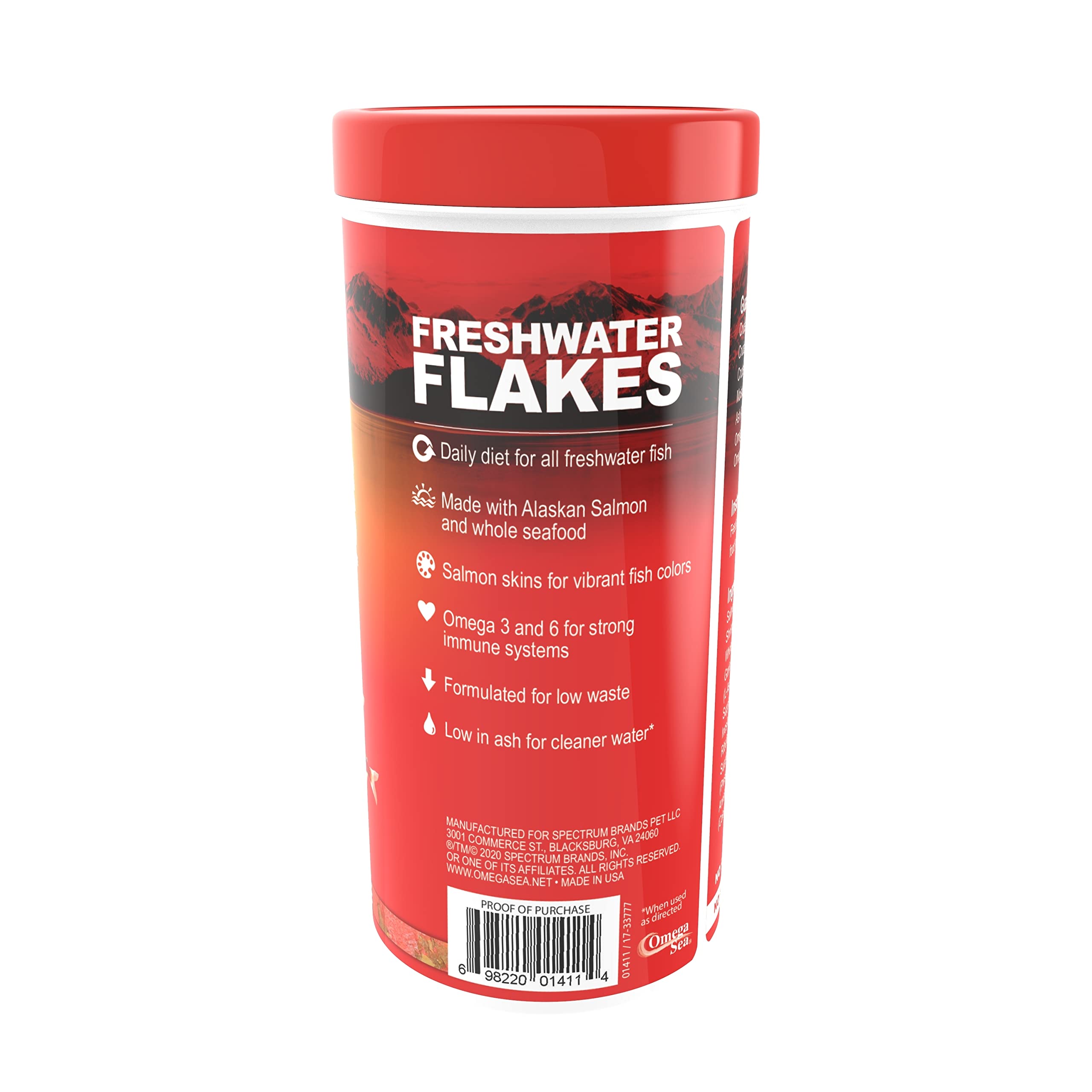 Omega One freshwater flakes color enhancement shot demonstrates vivid fish coloration