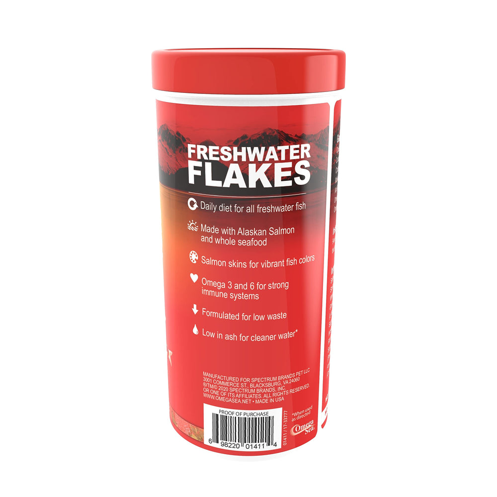 Omega One freshwater flakes color enhancement shot demonstrates vivid fish coloration