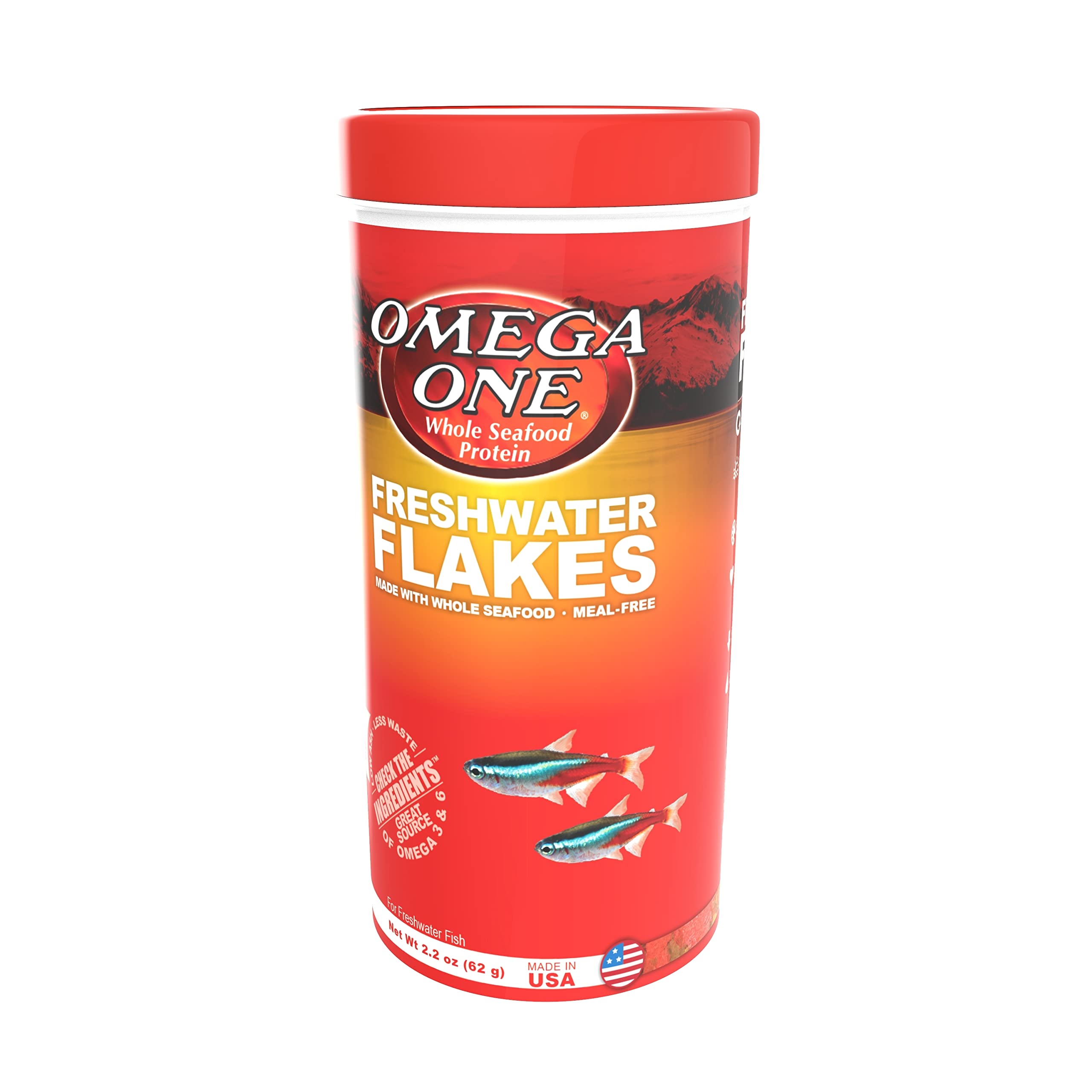 Omega One freshwater flakes tank feeding shot demonstrates easy daily feeding