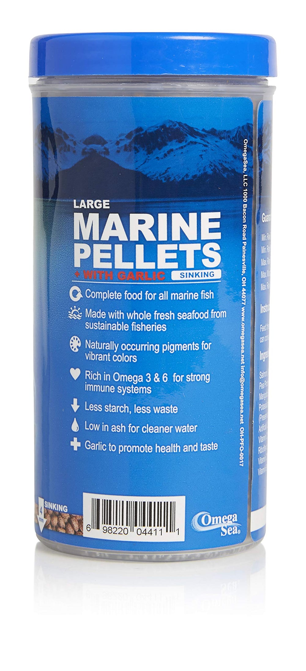 Omega One Garlic Marine Large Pellets closeup of sinking pellets