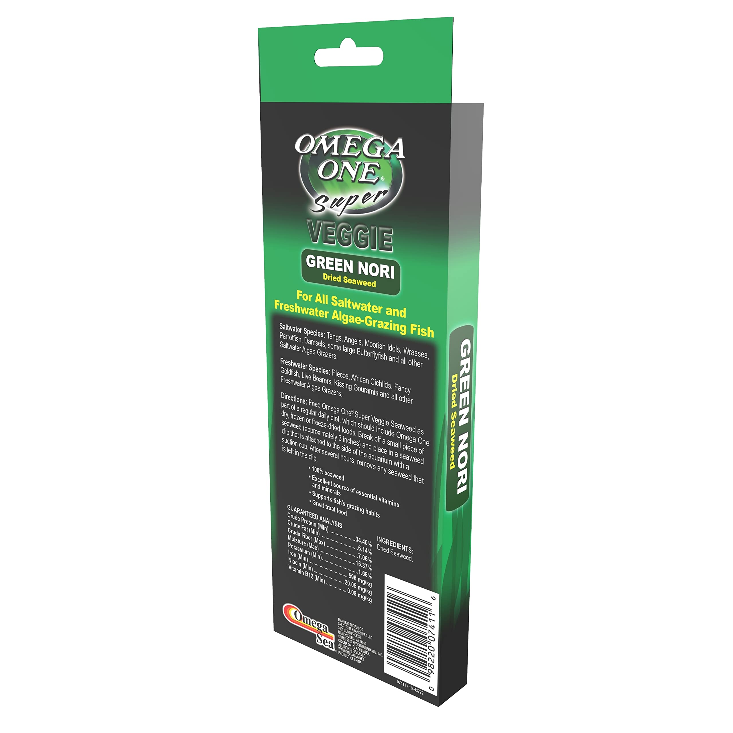 Omega One Seaweed green resealable bag preserves freshness and flavor
