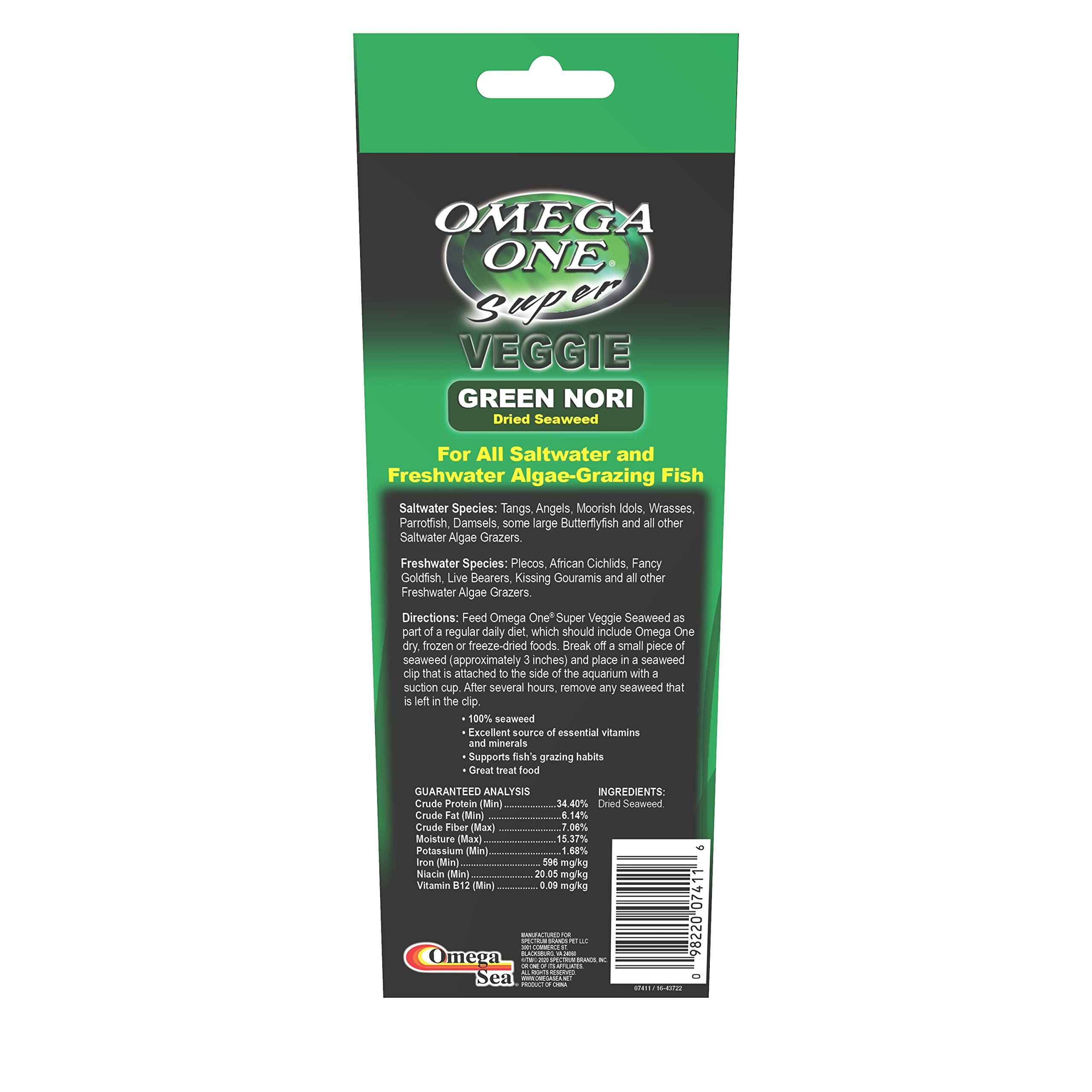 Omega One Seaweed green veggie treat for omnivores and algae grazers