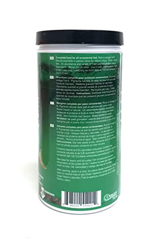 Omega One Veggie Rounds con espirulina, ingrediente clave para nutrición diaria en el acuario.