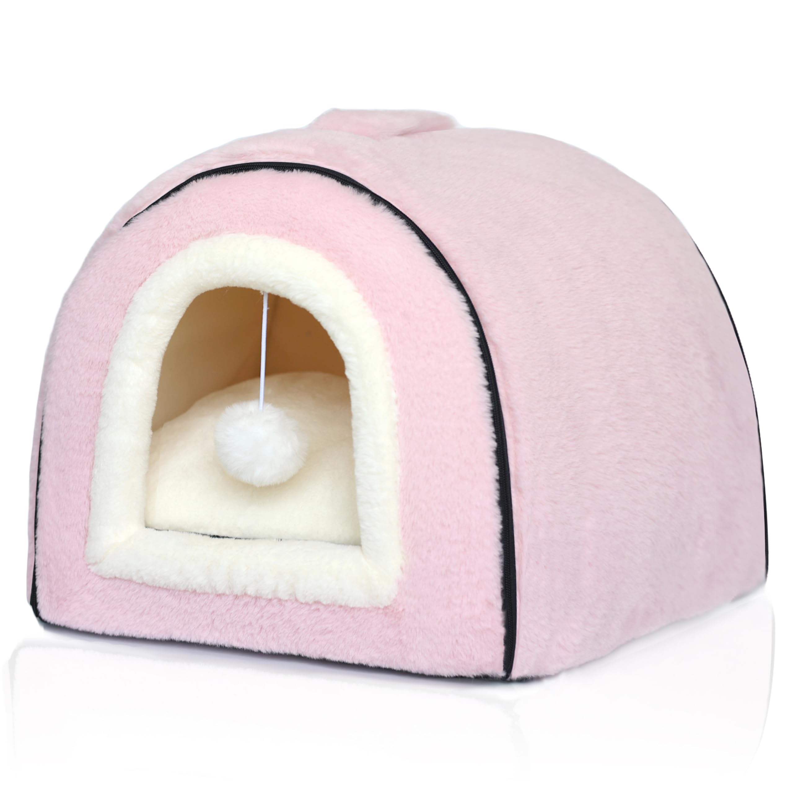OMIVIER cat bed foldable pink provides easy storage and a cozy hideaway for indoor cats.