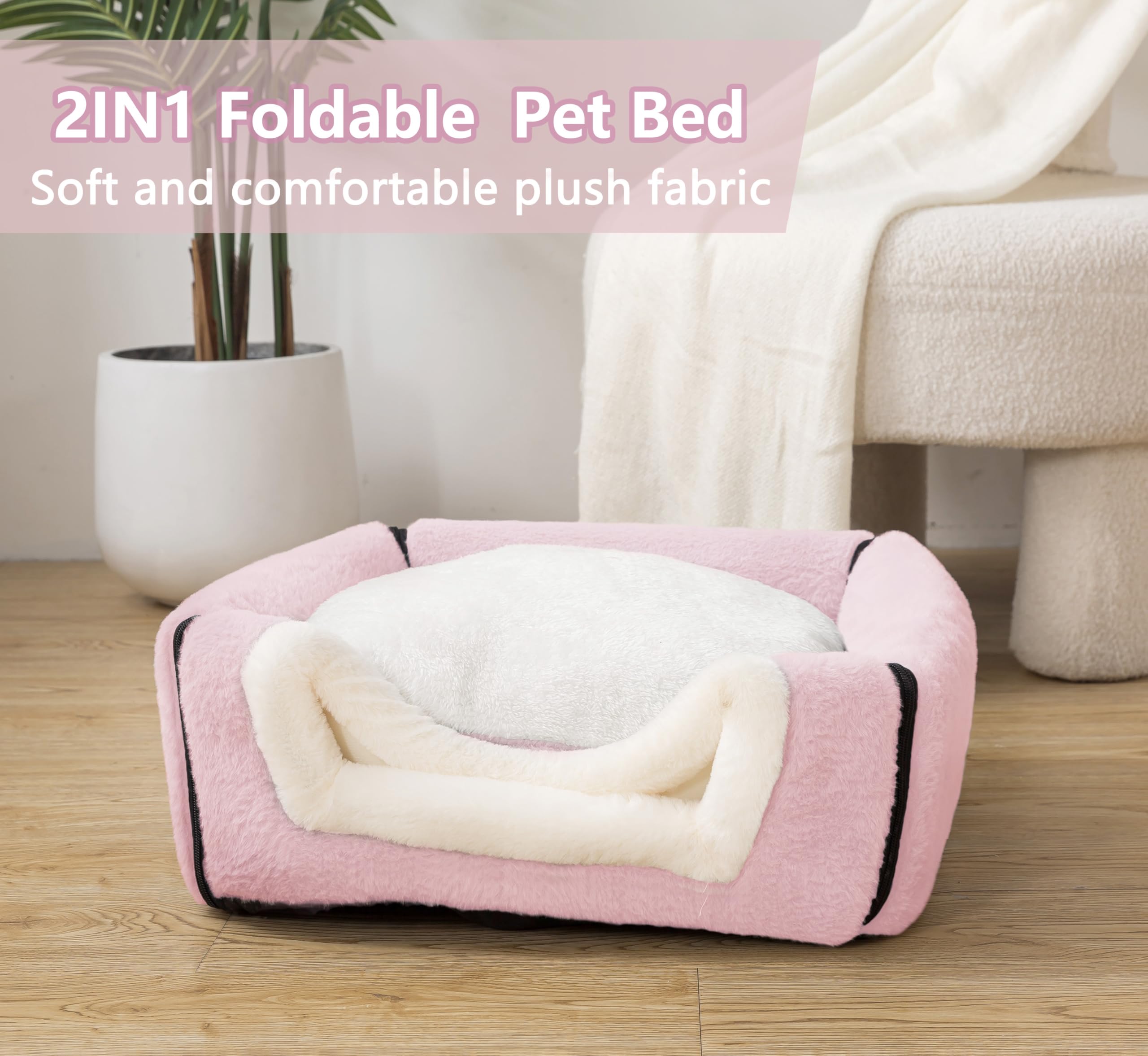 OMIVIER cat bed close-up highlights skin-friendly fabric for gentle resting comfort.