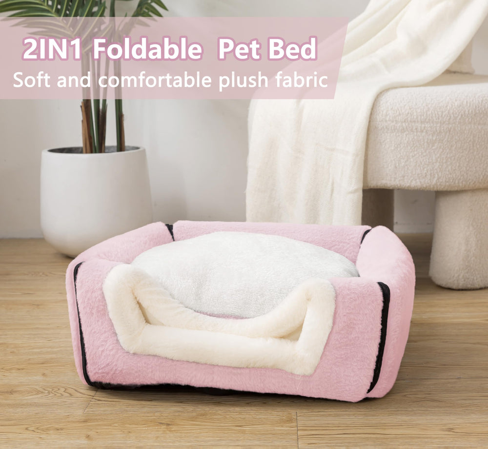 OMIVIER cat bed close-up highlights skin-friendly fabric for gentle resting comfort.