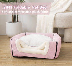 OMIVIER cat bed close-up highlights skin-friendly fabric for gentle resting comfort.