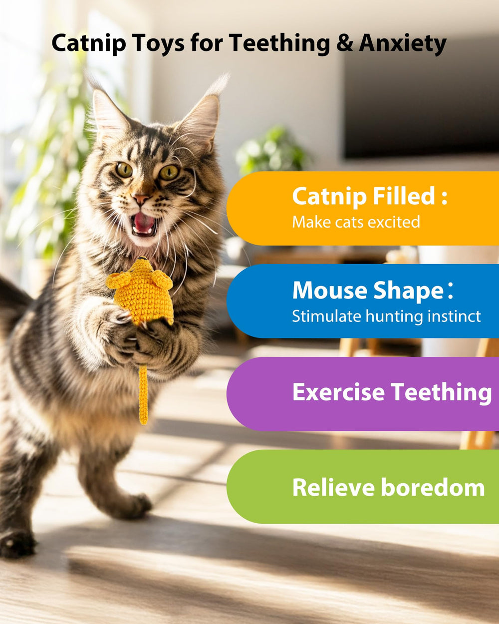 Omldggr knitted cat ball closeup emphasizes soft texture and bite-resistant construction