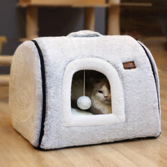 OMLIVLIES cat bed cave grey exterior shows cozy privacy for naps