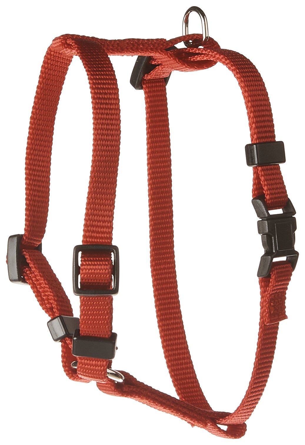 OmniPet Kwik Klip adjustable red harness for small dogs, quick-release for easy fitting.