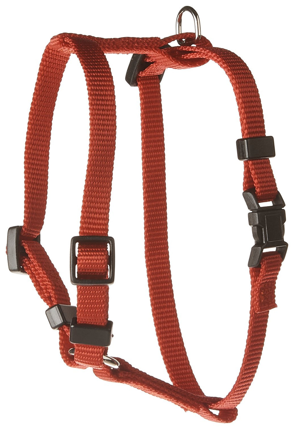 OmniPet Kwik Klip adjustable red harness for small dogs, quick-release for easy fitting.