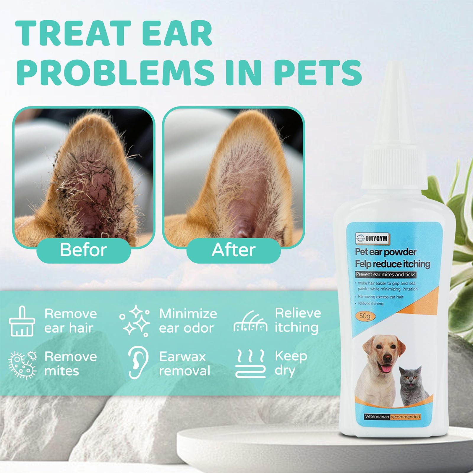 OMYGYM complete dog ear grooming kit supports at-home ear care.