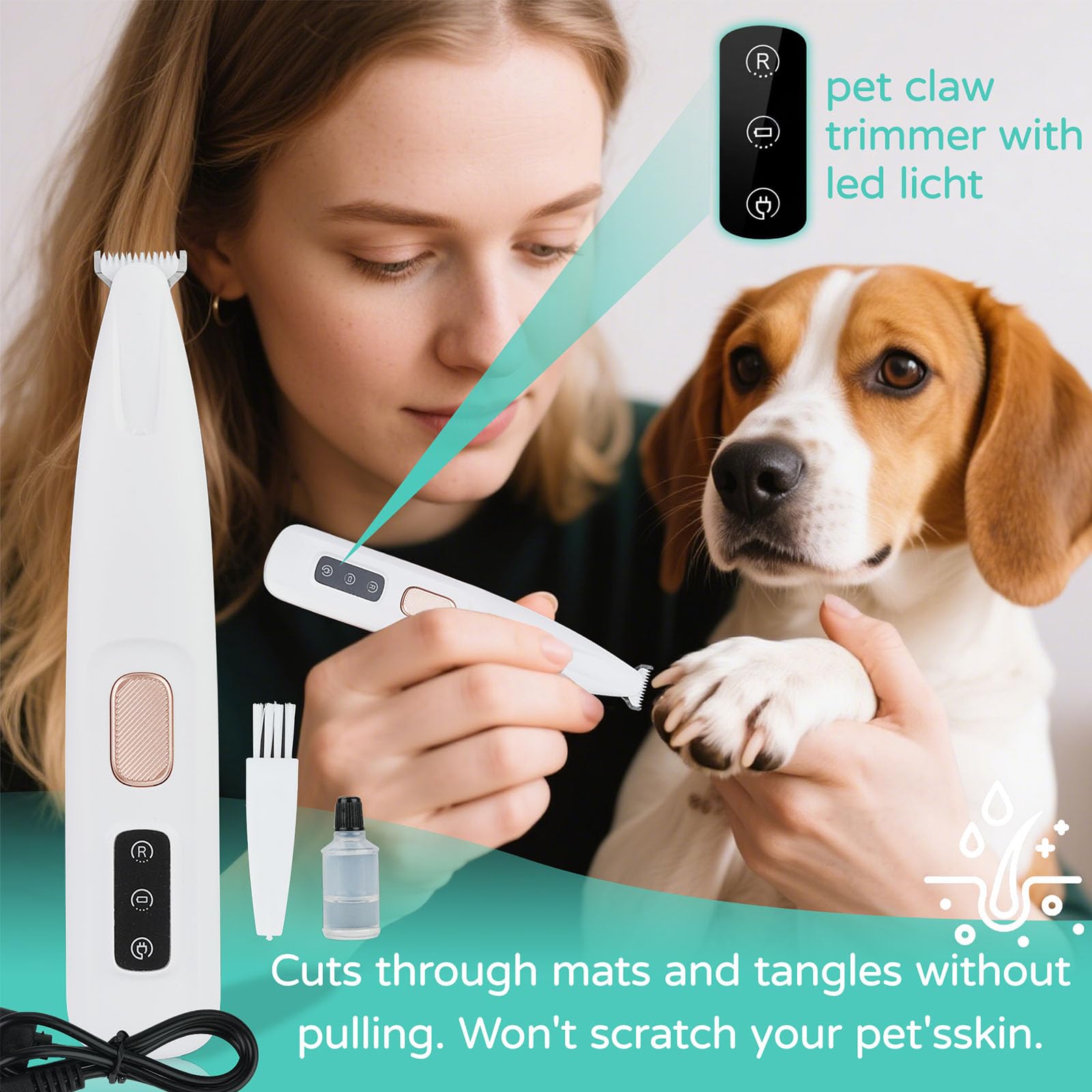 OMYGYM dog ear trimmer ceramic blade enables precise, quiet grooming at home.