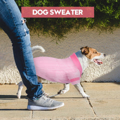 On The Roll knitted dog clothes closeup emphasizes soft blended yarn texture.