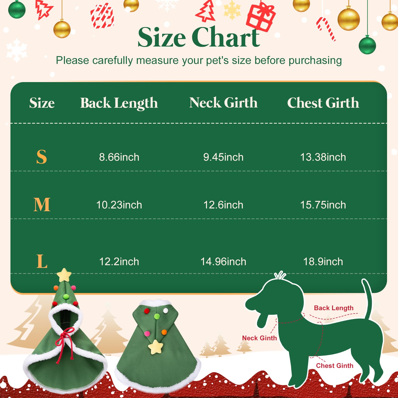 ONCOFAN dog Christmas cape side view with easy snap closure for quick dressing