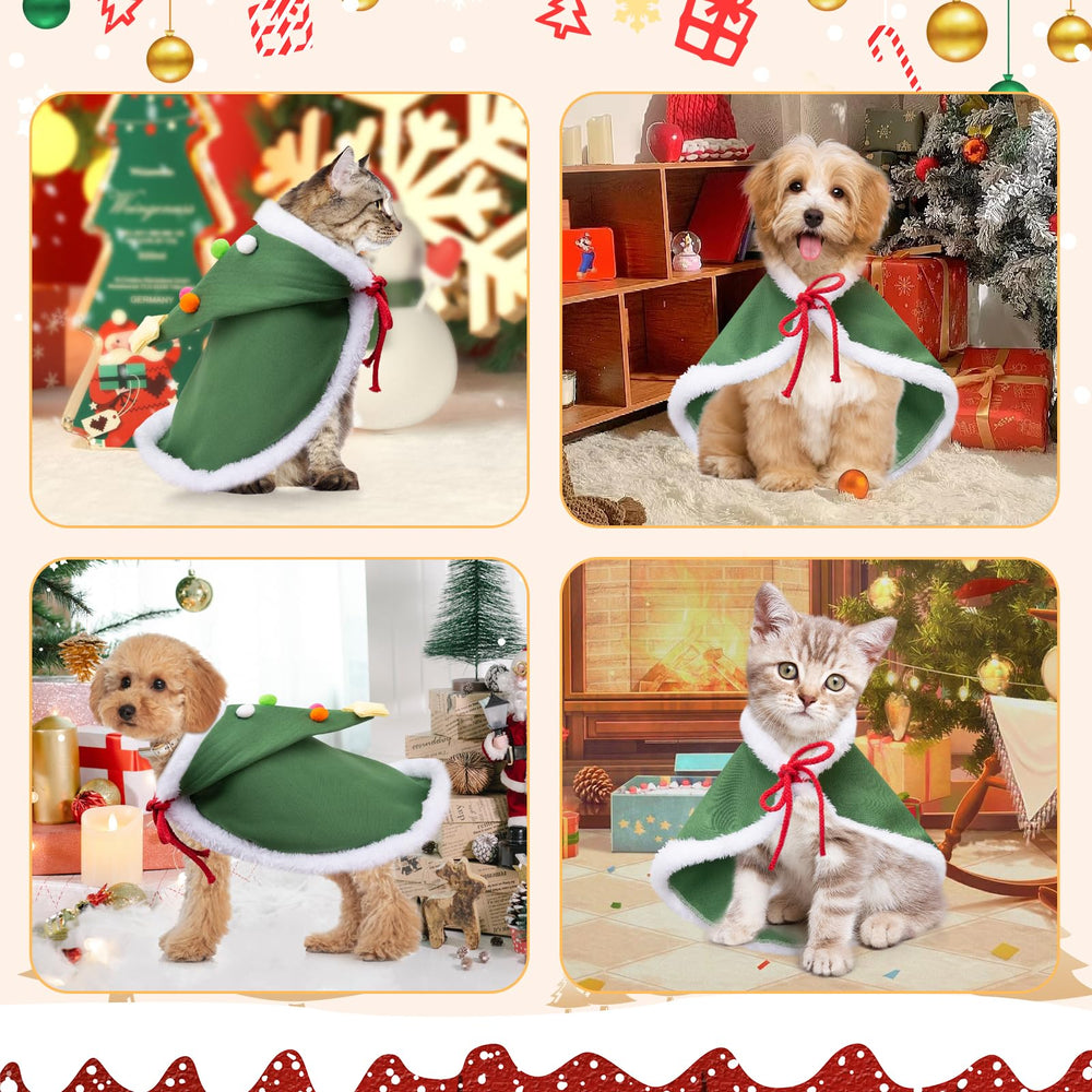 ONCOFAN green white fur edge cape suited for Christmas celebrations