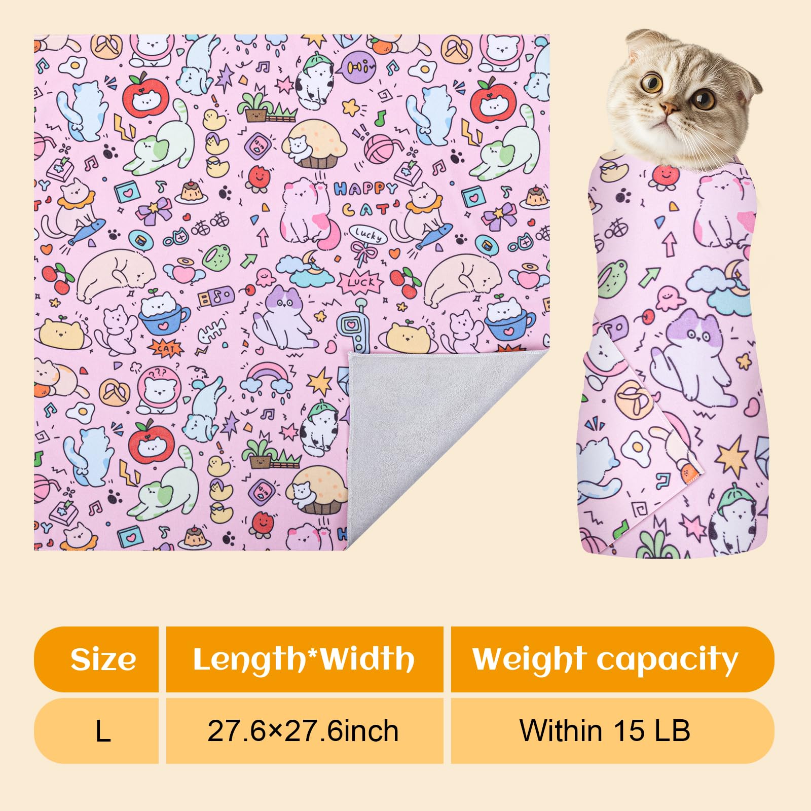 Ondware cat grooming wrap shows breathable fabric for calm grooming sessions.
