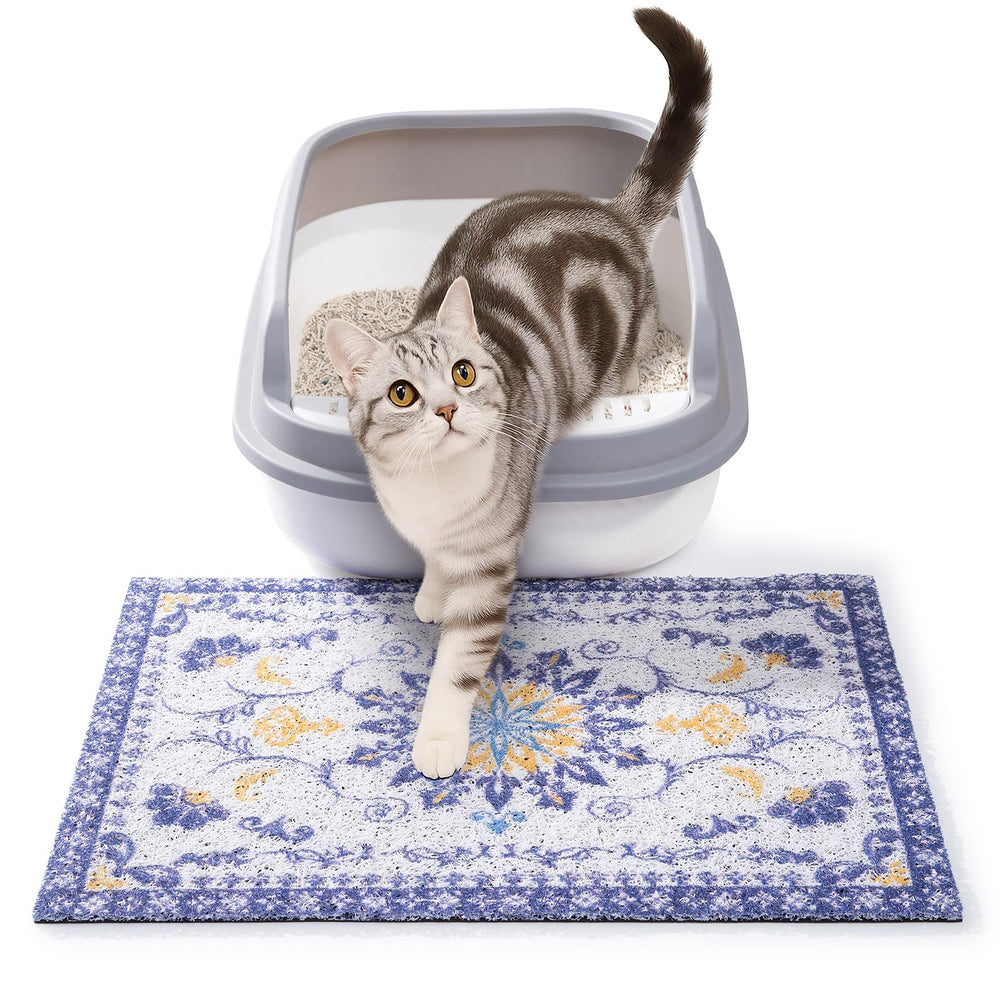 ondware cat litter mat top view shows 20x15 inch size that traps litter, keeping floors clean