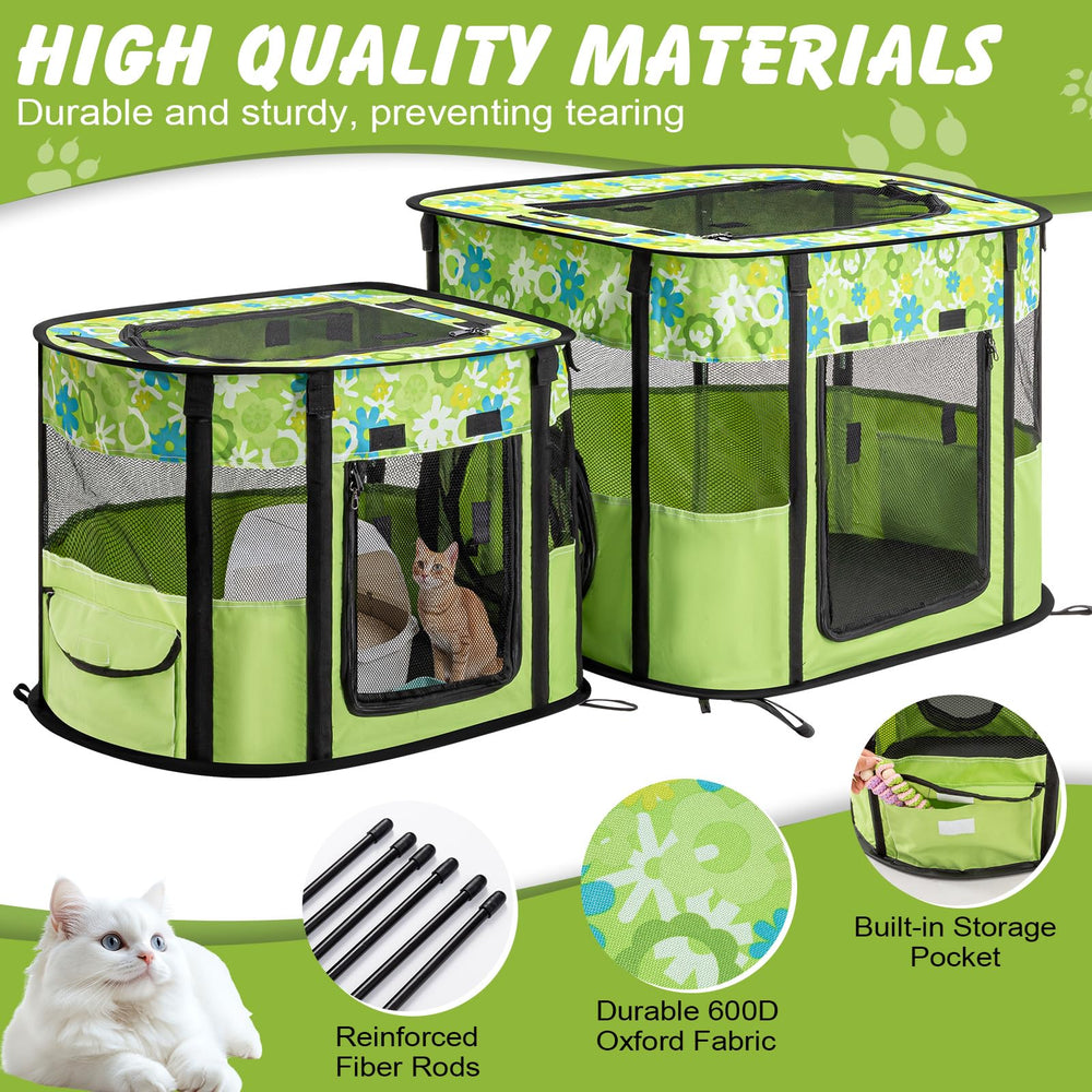 Ondware top opening cat tent enables quick cleaning of litter box and tray.