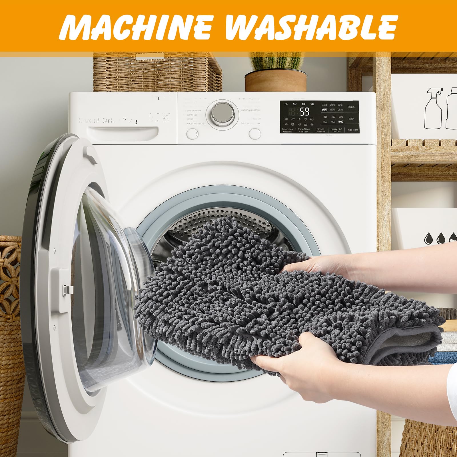 ondware Chenille Cat Litter Mat machine-washable for easy maintenance