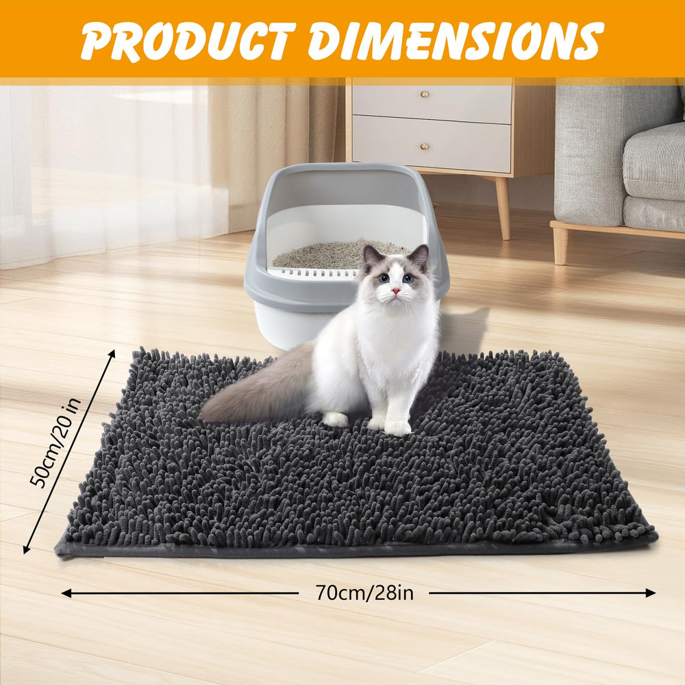 ondware Chenille Cat Litter Mat non-slip backing keeps mat in place