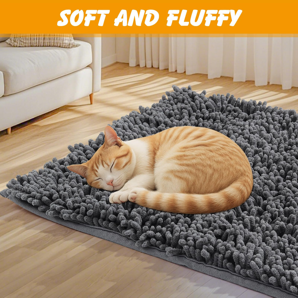 ondware Chenille Cat Litter Mat waterproof backing protects floors